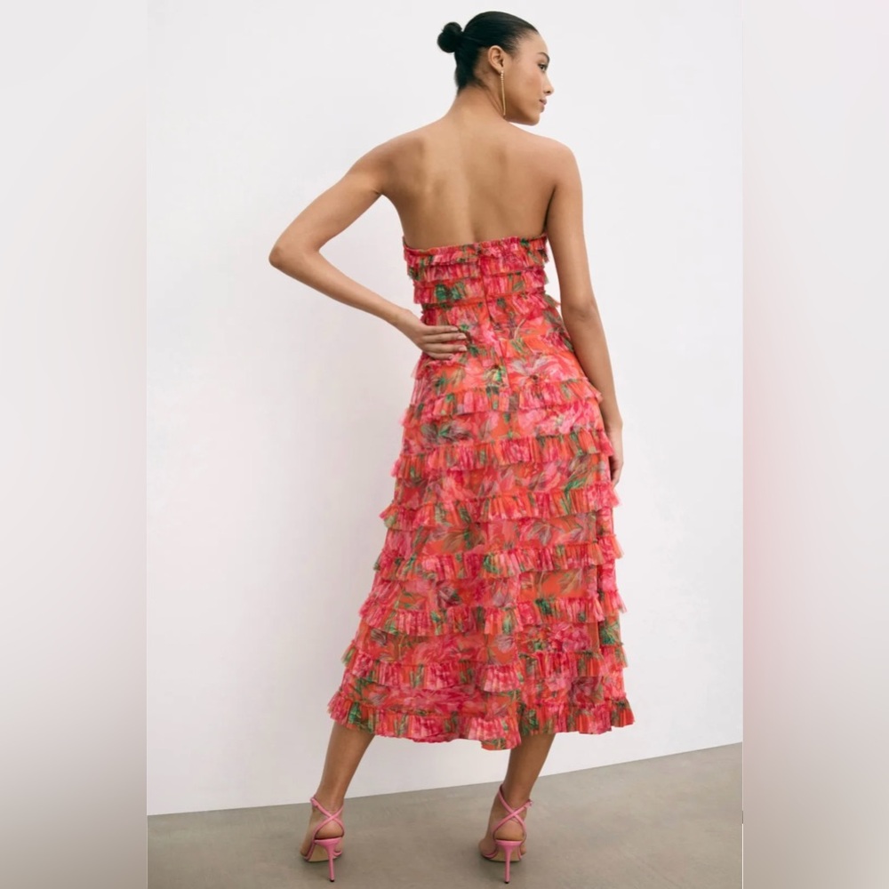 Mac Duggal Multi Color Strapless Floral Micro Ruffle Dress size 8 - Picture 5 of 17